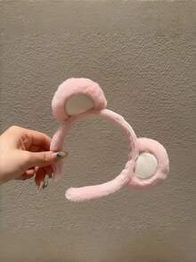 1pc New Plush Bear Headband, Women Cartoon Everyday Makeup Facial Mask Wash Face Sports Headband, Animal Elegant Cute Casual Street Party Polyester Headband, All Seasons, Hairband, Hair Hoop Headbands, Hair Band,