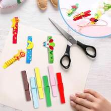 50PCS Colored Wooden Clothespins, 29inch 10 Color Clothes Pins For Clip Pictures Photos Decorative, Small Colorful Wood Decoration Closepins Clips,10 Color Each 5Pcs (Colored) - 黑色 - 查看 5