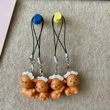 1 pieza/4 piezas Lindo encanto de teléfono con corona de flores y ciervo, estilo Ins, accesorio de bolso de resina, regalo dulce y de dibujos animados para la novia