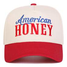 1Piece Men HONEY Letter Embroidered Two Tone Five-Panel Baseball Cap Outdoor Adjustable Sunscreen Leisure Hat Spring Autumn Travel Tourism Beach Vacation - 彩色 - 查看 4
