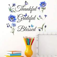 Inspirational Sticker Quote Grateful Thankful : Removable Peel And Stick Wall Decor For Family Room Kitchen Living Room Dining Room Motivational Quotes Wall Art With Positive Vibes And Uplifting Messages For Home Decoration