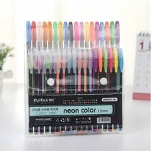 60/48 Pack Neon Color Gel Ink Rollerball Pens Set, 1.0mm Fine Point, Assorted Fluorescent Colors, Durable Plastic Material For Students And Journaling
