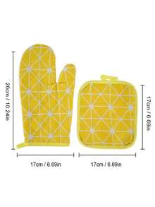 Oven Mitt Set, Heat Resistant Mat, Minimalist Style Heat Resistant Gloves, Thick Microwave Oven Gloves, Non-Slip Grip Surface And Loop For Hanging, Kitchen Supplies, Kitchen Tools, Accessories - Multicolor - View 16