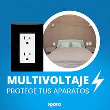 iGOTO PB105/2-B Contacto duplex aterrizados con Placa - Negro/Blanco - Ver 10