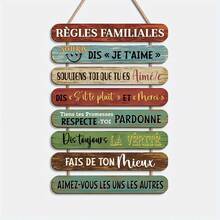 1pc French Decorative Hanging Decor, Wooden Wall Art With Family Rules Quotes (French) Colorful Motivational Sign,Suitable For Decorating Living Rooms, Dining Rooms, And Bedrooms,Suitable As A Gift For Family, Colleagues, And Friends