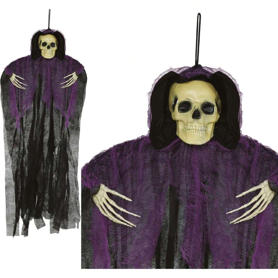 Fiestas Guirca Costume da scheletro per bambini con tunica viola e nera, decorazione di Halloween per bambini con teschio e ossa per feste a tema e feste in maschera, ideale per eventi di Halloween e fantasy - Spedizione GRATUITA ✅ Consegna entro 24/48 ore in Spagna (penisola) - Multicolore - Visualizzare 1