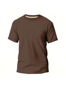 KIT 3 Basic Plain Men's T-Shirts 100% Cotton 30.1 - 棕色+米色+黑色 - 查看 4