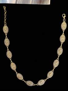 1 pieza Cadena de sombrero ovalada con estampado metálico, accesorio de sombrero desmontable multifuncional, adecuado para decorar sombreros diarios, fedoras, sombreros de fieltro, sombreros de paja - Oval - Ver 4