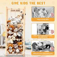 Animal Storage & Organizer, Wooden Cute Zoo Toy Holder For Toddler Rooms, Playrooms & Bedrooms - 基本的 - 查看 3
