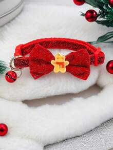 1pc Pet Christmas Collar Decoration, Adjustable Collar With Bell For Small Cats And Dogs, Christmas Neck Decor For Cats - Multicolor - View 2