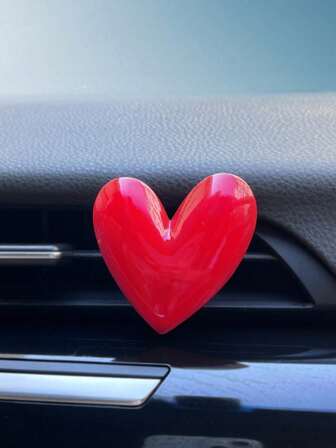 1pc Car Air Vent Fragrance Decor Red Heart Shaped Vent Clip Diffuser (Comes With 2pcs Solid Osmanthus Fragrance Pads)