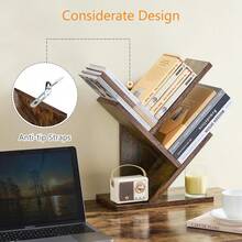 Tree Bookshelf 3 Tier Book Shelves Storage Organizer Desktop Bookshelf Floor Standing Bookcase Display For Magazine Books Small Tree Bookshelf For Bedroom Living Room Office Rustic Brown
