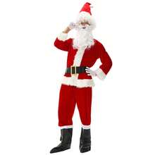 Bộ trang phục ông già Noel, trang phục Giáng sinh cho nam giới cho tiệc Giáng sinh và hoạt động theo chủ đề, chỉ quần áo, không có giày bốt - Đỏ - Xem 5