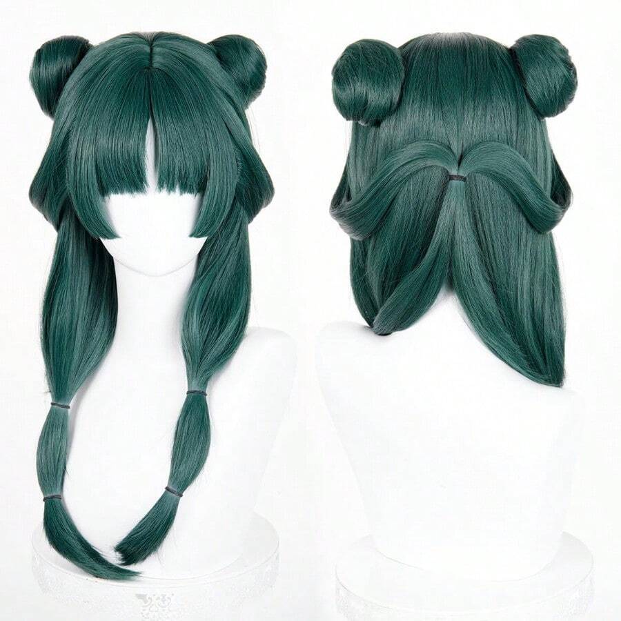 DLABEAUTÉ Maomao Bun Style Cosplay Wig For Woman Girls Dark Green Wig Heat Resistant Synthetic Hair For Cosplay Synthetic Hair Halloween Costume Party Hair - DarkGreen1 - View 1