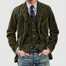 Jackets For Men European And American Corduroy Suit Casual Jacket For Men - K78 màu xanh đậm (áo khoác) - Xem 4