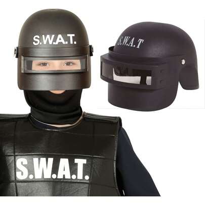 Fiestas Guirca Capacete de polícia SWAT com viseira para adultos e crianças, design realista e durável, ideal para fantasias, dramatização, cosplay e atividades temáticas ou aventura - Frete grátis ✅ Entrega em 24/48 horas para Espanha (península)