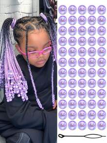 Set de 60 piezas de gomas para el cabello con cuentas de colores caramelo, accesorios con estilo callejero lindo y punk para niñas - Multicolor - Ver 6