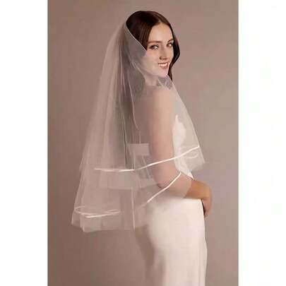 1pc Short Alternative Design Bridal Wedding Double-Layer Veil, Photo Shoot Photography Wedding Headpiece
