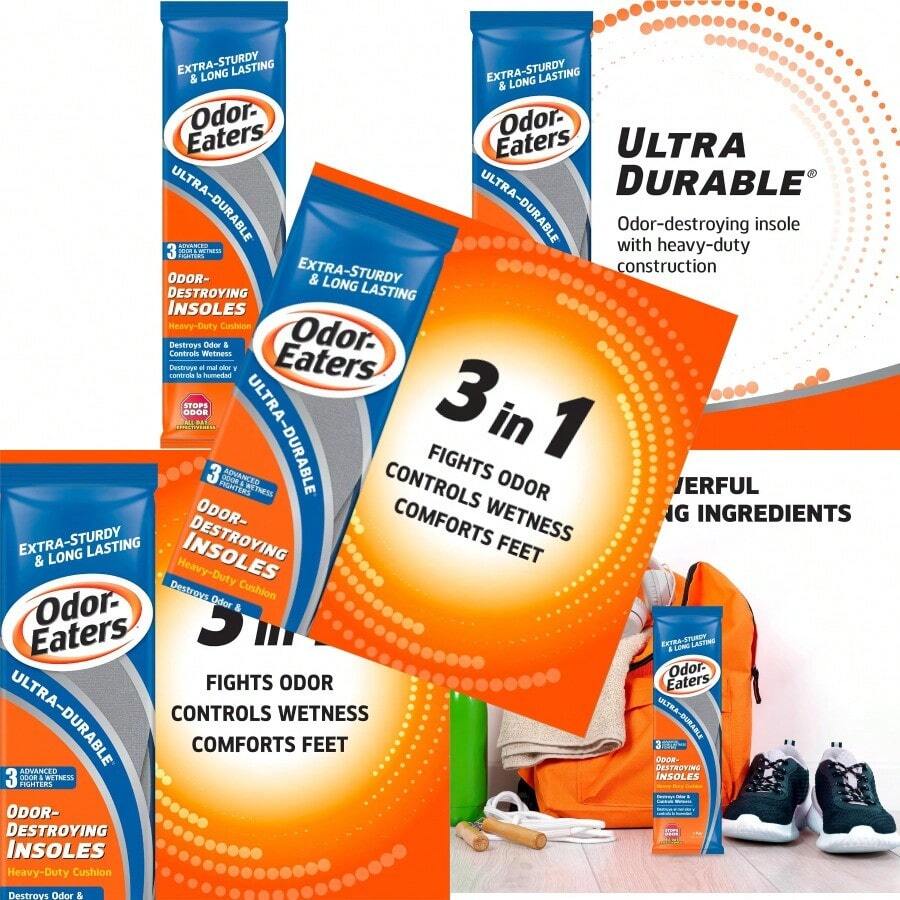 OdorEaters UltraDurable Insoles 1 Pair Shoe Odor And Foot Odor Eliminator Shoe Odor And Foot Deodorizer Shoe Smell Eliminator Foot Deodorant Extra Cushioning Increased Durability - 藍色 - 查看 1