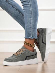scarpi sportivi casual alla moda da donna, basse, stringate, traspiranti, con blocchi di colore, scarpe sportive leggere e confortevoli - Menta Verde - Visualizzare 5