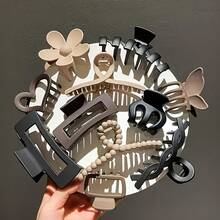 11-Piece Set Of Women's Frost Lacquer Clips/Frost Lacquer Scratch Hooks Set Women's Hair Shark Clips Hair Accessories, Hair Clips Scratch Hooks, Hair Clips/Hair Clips/Hair Accessories, Flower Hair Accessories, Suitable Washing Face - 11件 - 查看 2