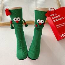 1 par de calcetines de media caña con estampado de Papá Noel, calcetines de regalo lindos para parejas/niños, aptos para otoño/invierno, Año Nuevo - Multicolor - Ver 10