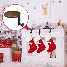 3 Pack Round Stocking Holders Metal Mantel Stockings Hangers Fireplace Shelf Garland Mantle Grips Set Xmas Party Decoration Black, 3