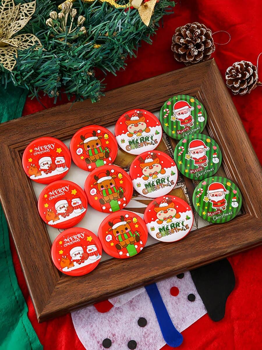 1PC Santa Claus Reindeer Christmas Tree Snowman Brooch, Christmas Accessory Badge, Decorative Pendant, Suitable For Christmas Gifts, Christmas Decoration, Photo Medal, Pendant Decoration