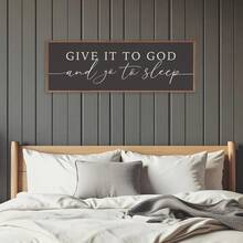 1 件无框复古极简主义《把它交给上帝然后去睡觉》帆布海报，基督教墙饰，卧室墙面装饰，圣经经文，墙面装饰海报印刷艺术品，适合主卧、客厅，艺术品墙画作为礼物 - 黑與白 - 查看 5