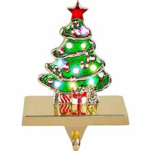 Stocking Holders Non - Slip Metal Hooks Lights Tree Decor Fireplace Mantle Stocking Hanger Party Decorations Green Silver