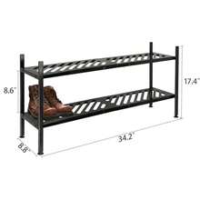 Nijoam Shoe Rack - Metal Shoe Organizer 2 Tier Shoes Shelf Storage 35 Inches Stackable Long Show Stand Holder For Closet Entryway Garage Floor Door Entrance Black