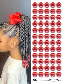 Set de 60 piezas de gomas para el cabello con cuentas de colores caramelo, accesorios con estilo callejero lindo y punk para niñas - Multicolor - Ver 19