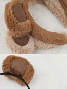 1pc New Plush Bear Headband, Women Cartoon Everyday Makeup Facial Mask Wash Face Sports Headband, Animal Elegant Cute Casual Street Party Polyester Headband, All Seasons, Hairband, Hair Hoop Headbands, Hair Band,