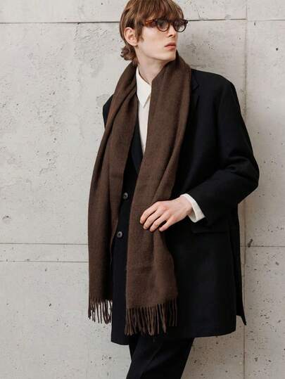 1pc Imitation Cashmere Scarf, Thick Knitted Neck Warmer For Men, Suitable For Autumn And Winter Men Accessories Men Scarves