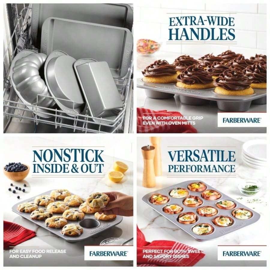 - Molde antiadherente para magdalenas 12 tazas, 12 tazas, color gris - Muffin de 12 tazas - Ver 1