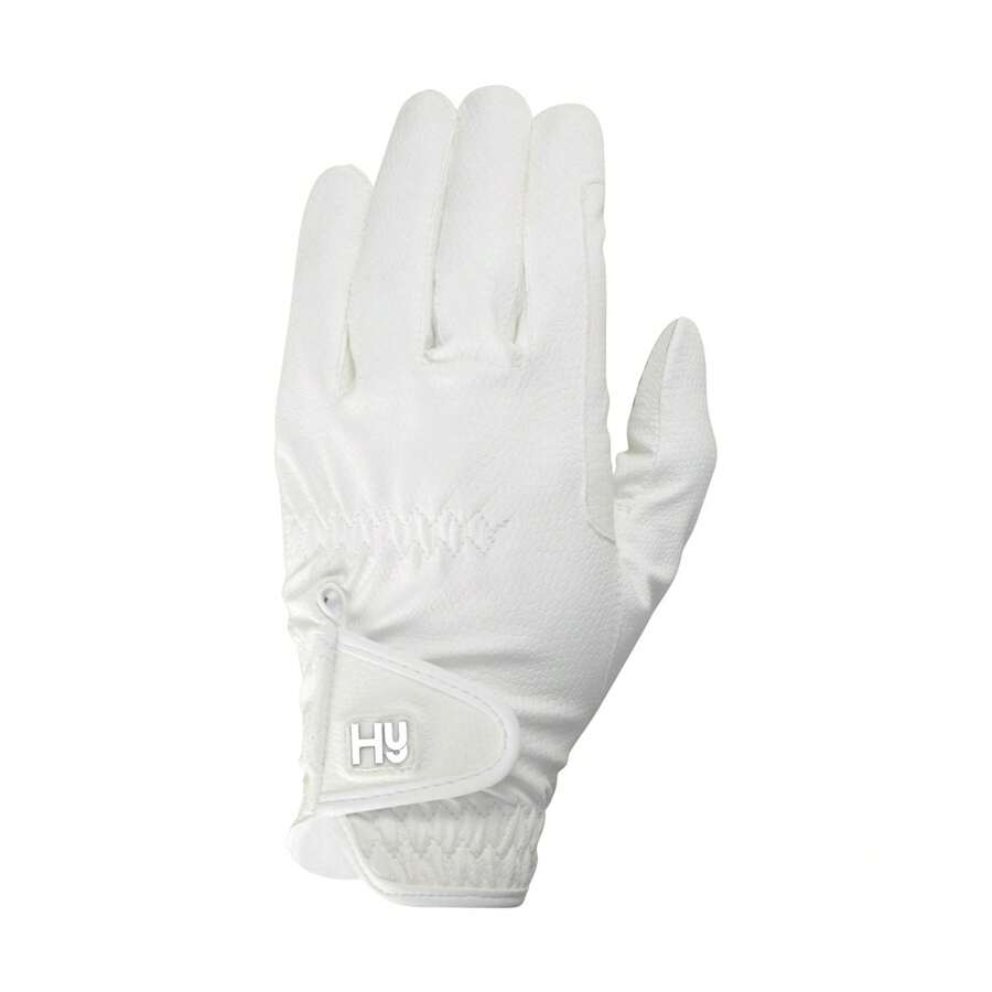 Hy Childrens/Kids PU Cottenham Elite Riding Gloves (White) - 100% PU - (BZ3709) - White - View 1