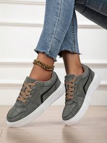 scarpi sportivi casual alla moda da donna, basse, stringate, traspiranti, con blocchi di colore, scarpe sportive leggere e confortevoli - Menta Verde - Visualizzare 2