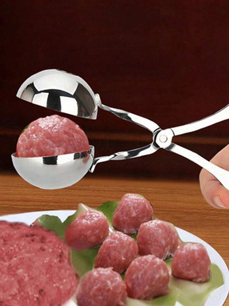 1 pieza Moldeador de albóndigas de acero inoxidable, conveniente para hacer deliciosas albóndigas. Prensa de albóndigas de acero inoxidable fácil de usar, adecuada para acampar al aire uso en la cocina, antiadherente y fácil de limpiar - Plateado - Ver 1