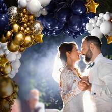 188Pcs Party Decorations, Navy Blue And Gold Balloon Arched Wreath Set Air Pumps, Anniversary, Wedding Decorations, 2026 New Year Decorations, Birthday Decorations, Gender-Revealing Balloons, Dance And Wedding Anniversary Decorations, Happy Birthday Balloons - 藍色 - 查看 5