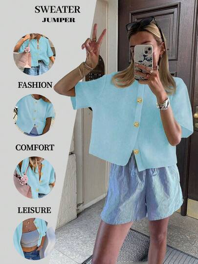 Cárdigan holgado de punto suelto de estilo corto y descuidado para mujer, de alta calidad, de estilo francés, suave y encerado, para otoño y verano 2025