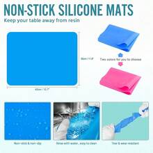 Epoxy Resin Mixing Tools Kit 36Pcs, Reusable Soft Silicone Resin Tools Supplies, Includes A3 Silicone Mats, Measuring Cups, Plastic Pipettes, Stir Sticks, Brushes, Resin Casting Jewelry Making - azul - Ver 5