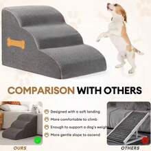 3Step Dog Stairs Pet For Bed Sofa Cats Ladder Ramp With Removable Cover Portable - Grey - View 11