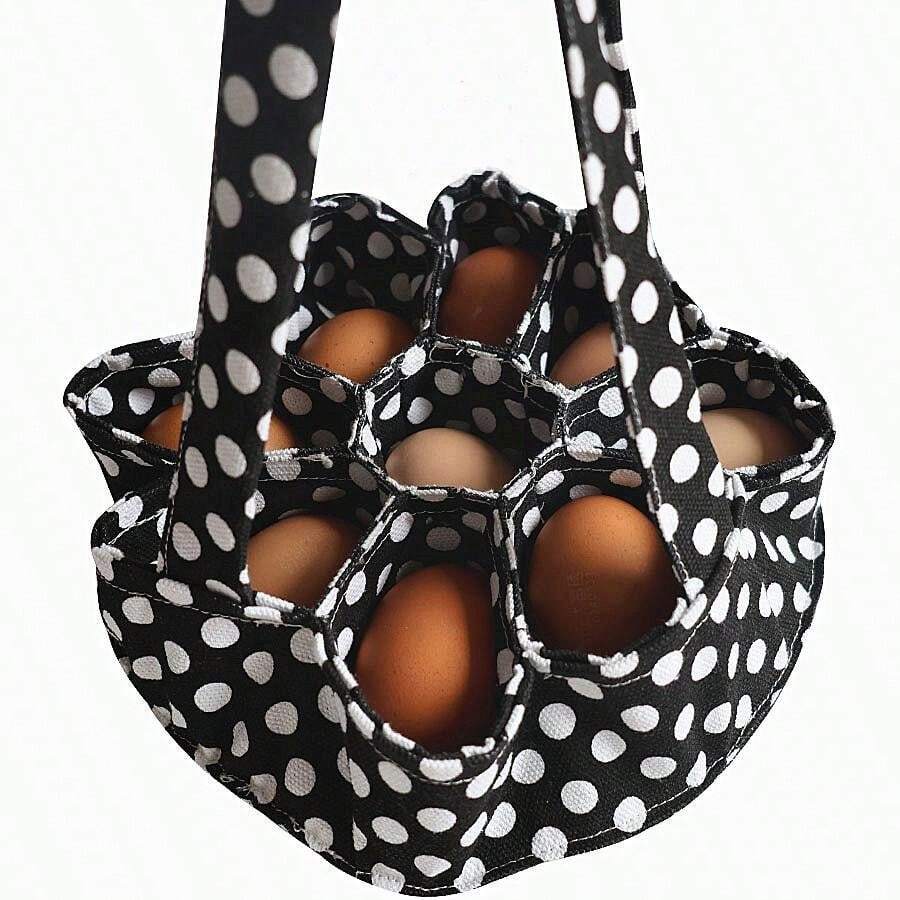 Egg Collection Basket Egg Collection Basket Storage Canvas Bag - Black - View 1