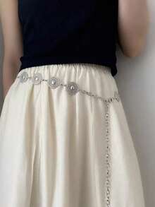 1 件波西米亚风格雕花金属腰带，适合夜间约会、派对、婚礼和节日等休闲场合，可搭配秋季、秋季、万圣节