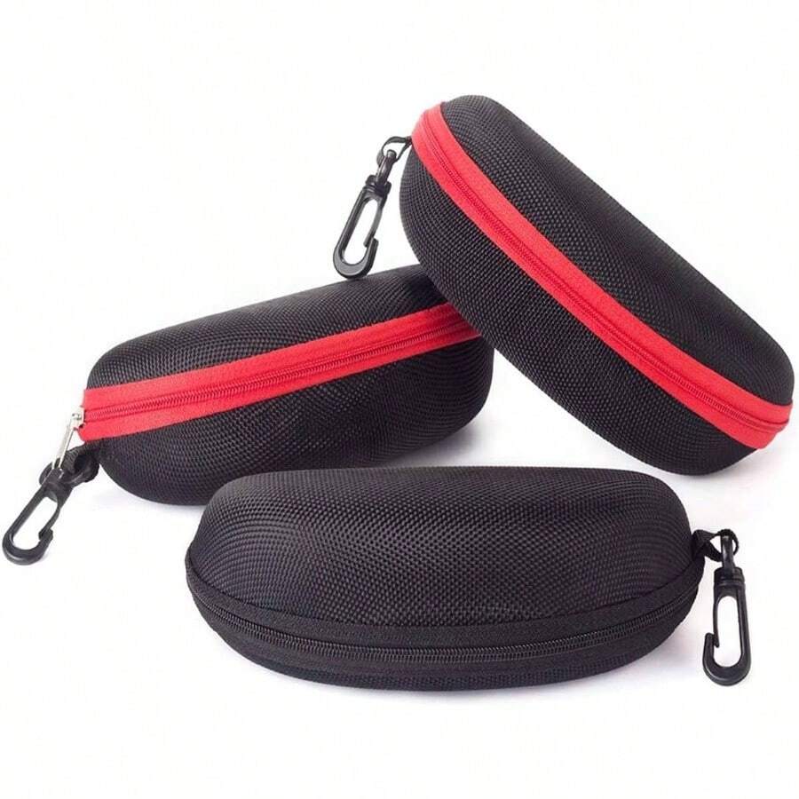 Regalo para el da del padre. Estuche para Gafas de Sol, AkoaDa Paquete de 3 Porttil de Viaje con Cremallera Gancho para Gafas Estuche de Anteojos, Funda para Anteojos de Solpara Hombre y MujerColor 2 Rojos 1 Negro, Talla nica - 2Rojos-1Negro - Ver 1