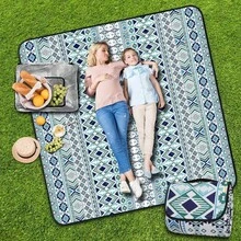 Manta Picnic con Almohadas, Tapete Picnic Impermeable, Prevencin de La, Playa Camping al Aire Libre, para 1 - 4 Adultos 150x 200cm u200EAzul Marino, 2 Capas, 1 Pack - Azul cian + 6'8" x 6'8" (Cuadrado) - Ver 2