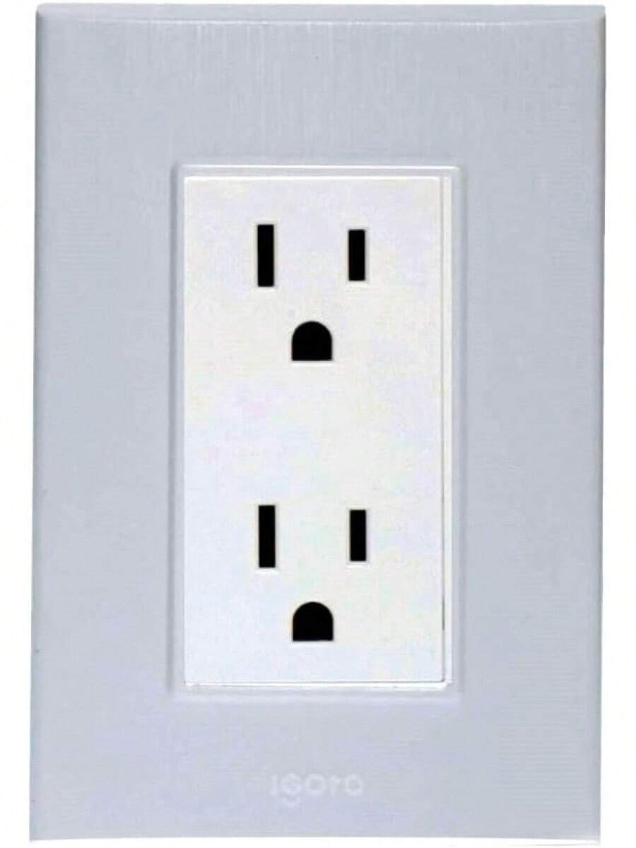 iGOTO PB105/2-B Contacto duplex aterrizados con Placa - Negro/Blanco - Ver 1