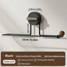 Rotating Suction Cup Kitchen Paper Towel Holder - Wall Mounted Paper Towel Rack Without Drilling, Fits Towels, Cling Film, Fabric Rolls - Space-Saving Design For Cabinets, Sinks, Countertops