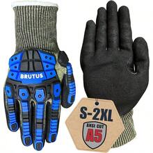 Cestus 3004 ANSI Cut A5 Impact Gloves 1 3 12 60 Pairs Flame-Resistant 13G Knit Sandy Nitrile Coated Gel Padded Palm