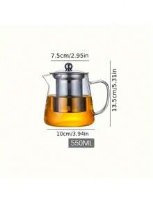 1pc 304 Stainless Steel Glass Teapot, Heat-Resistant Glass Teapot, Household Tea Set Flower Pot Tea Maker Set, Suitable For Home, Restaurant, Camping, Office, Summer, Winter Beverage Set - Transparent - View 12